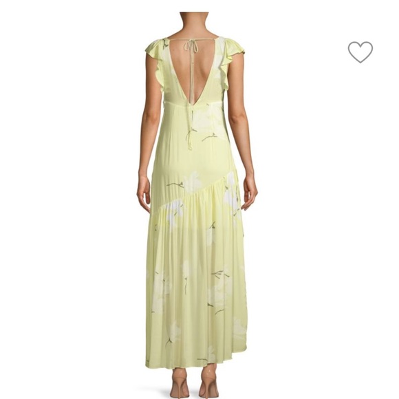 NWT Free People Floral Waterfall Maxi Dress Lemon Ice Yellow - Picture 3 of 13